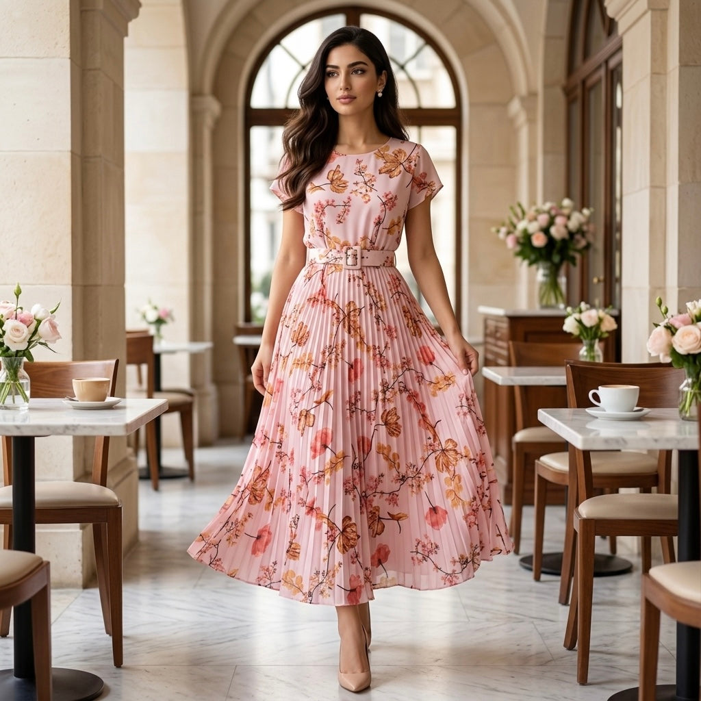 Kylie Floral Pleated Maxi Dress
