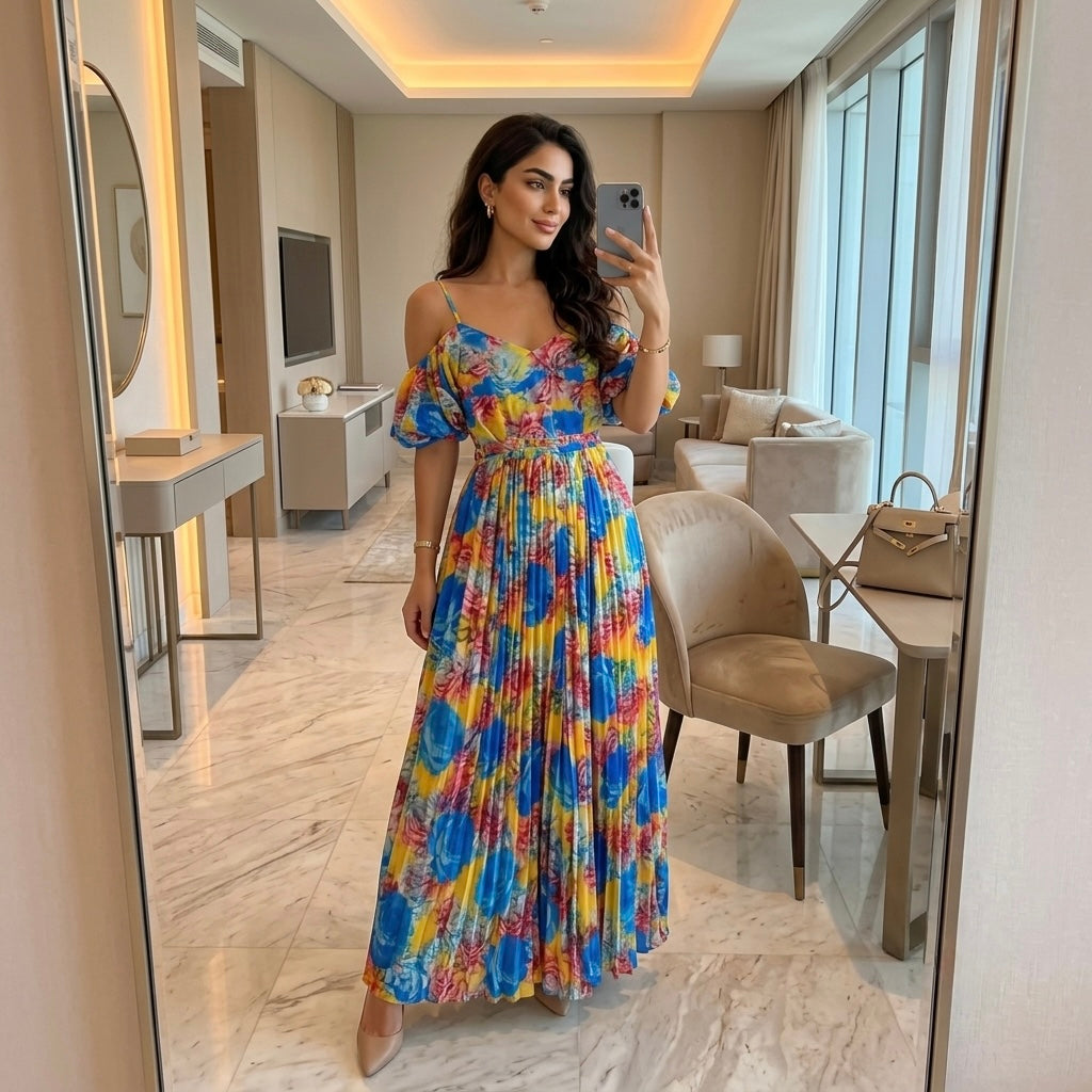 Rylee Floral Pleated Maxi Dress