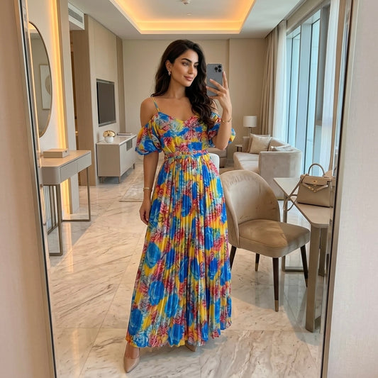 Rylee Floral Pleated Maxi Dress