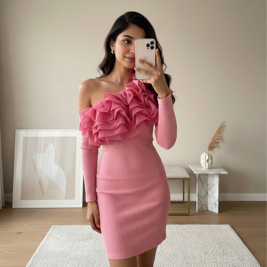 Noah One Shoulder Ruffle Dress
