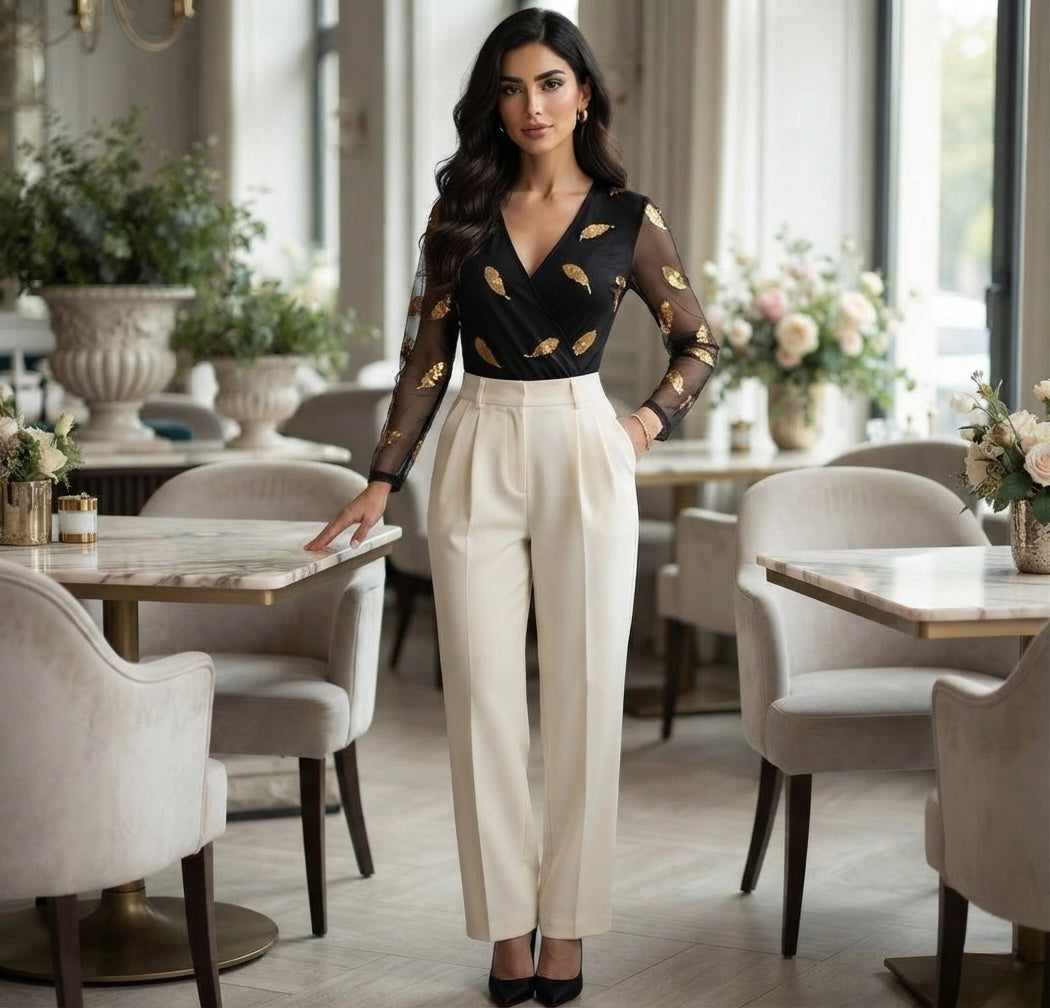Golden Leaf Print Bodysuit