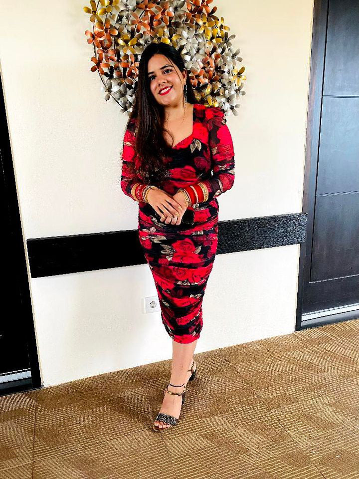 Floral print bodycon dress discount