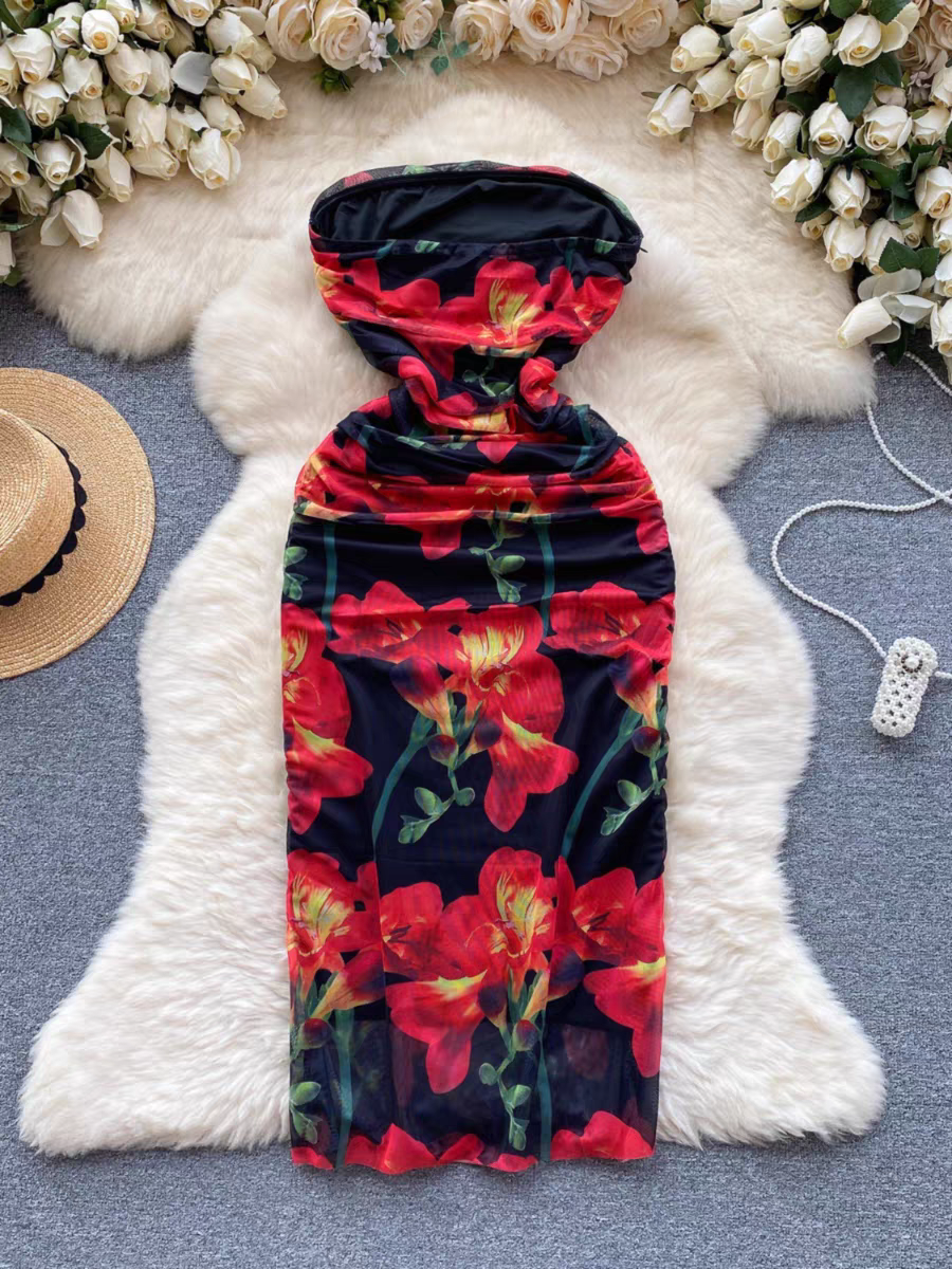 Red floral dress