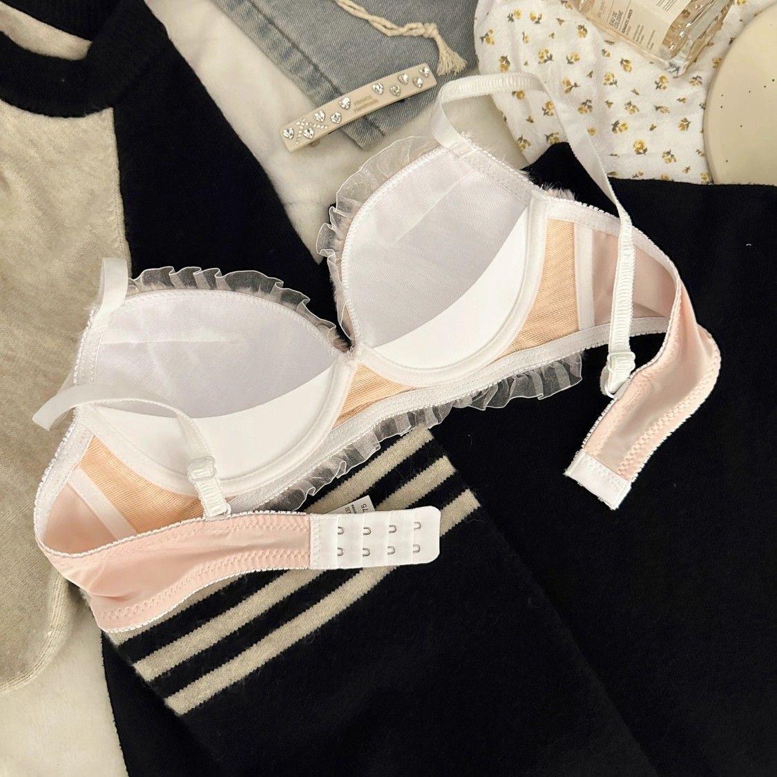 Luxury pink faux fur lingerie set with playful fruit embroidery 