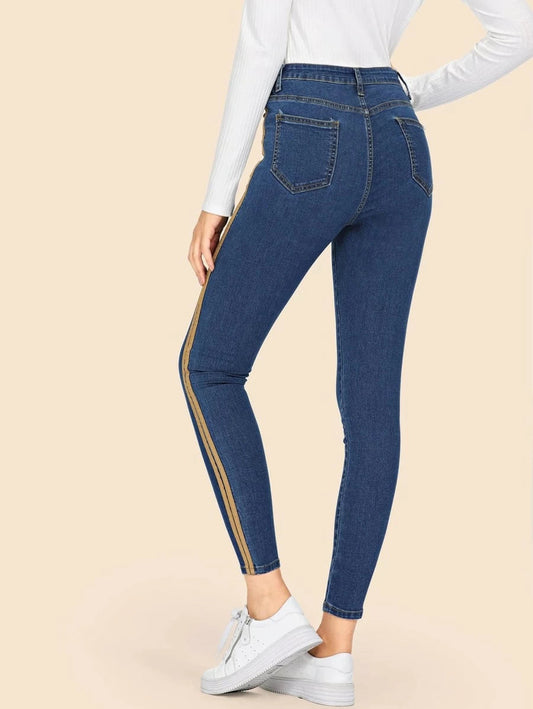 Stripe Ankle Jeans