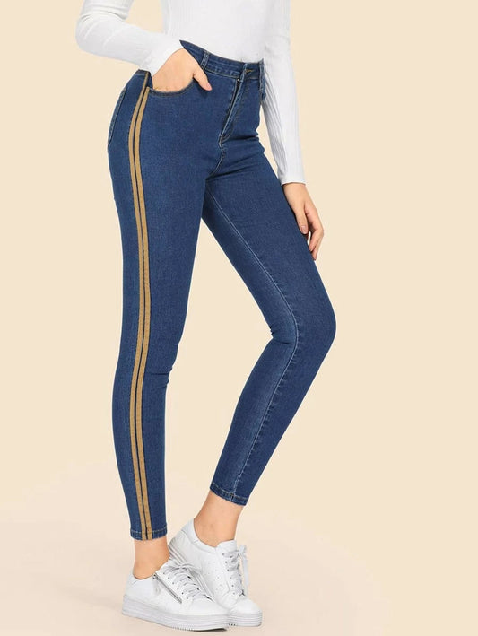 Stripe Ankle Jeans