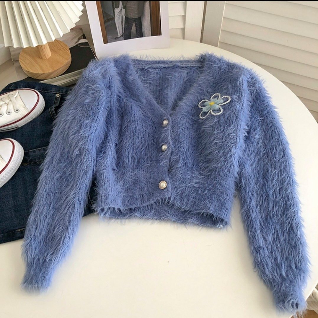 Blue Fur Cardigan