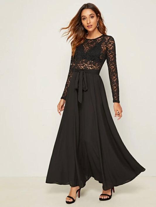 Katty Lace Belted Dress
