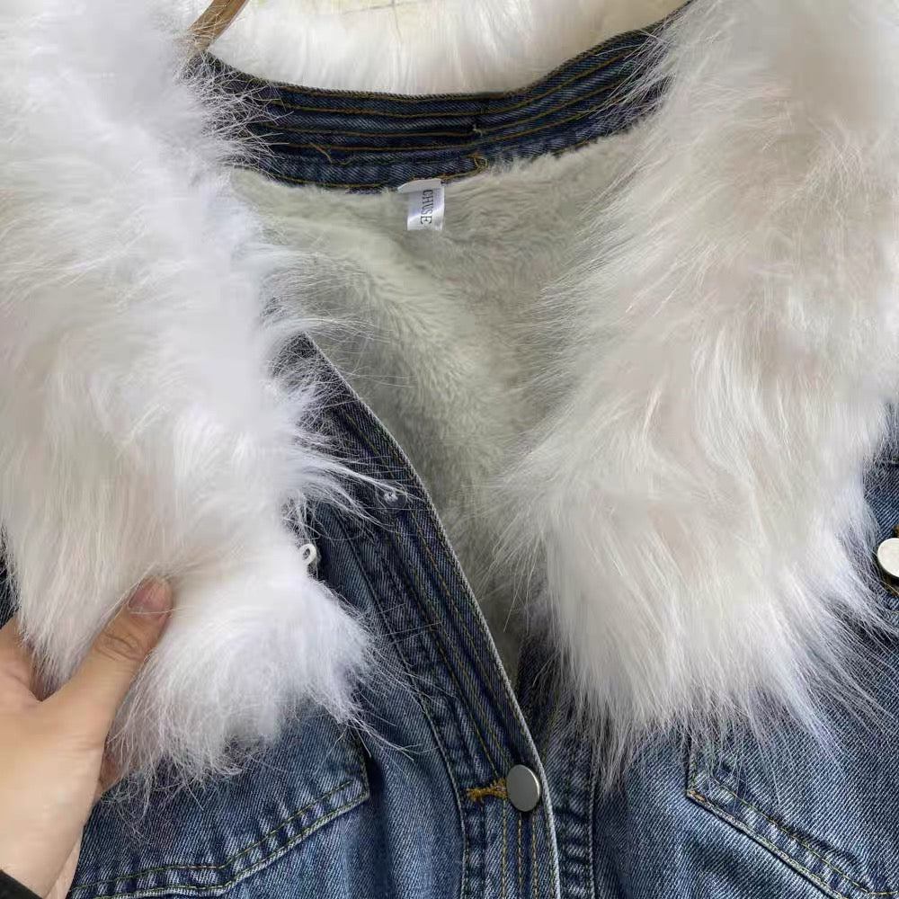 Fur Collar Denim Jacket at Rs 950/piece | Fur Jackets in New Delhi | ID:  27478416648