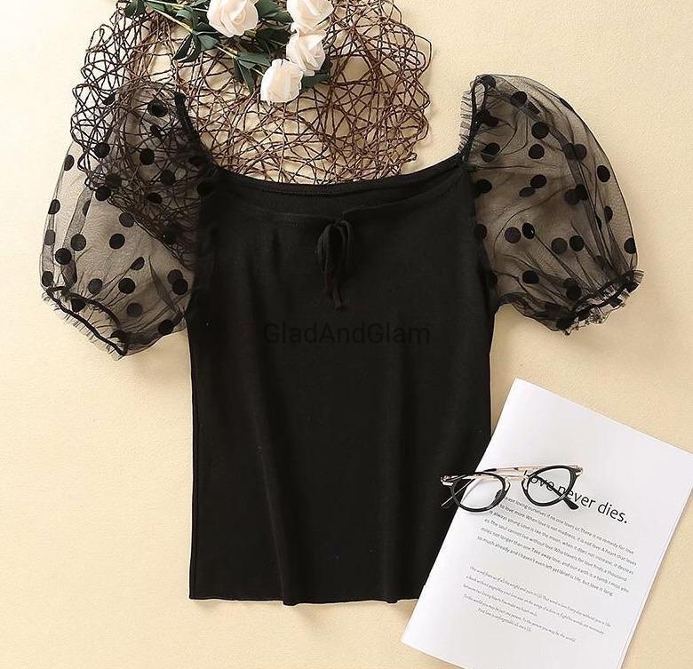black polka top