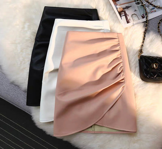 High Waisted Leather Skirt