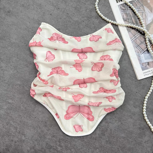 Butterfly Print Corset Top