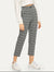 Plaid Button Decoration Pants
