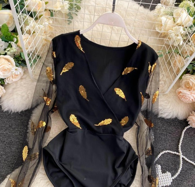 Black Leaf Bodysuit