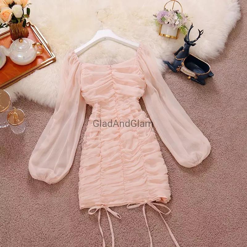 PINK Puff Sleeve Dress