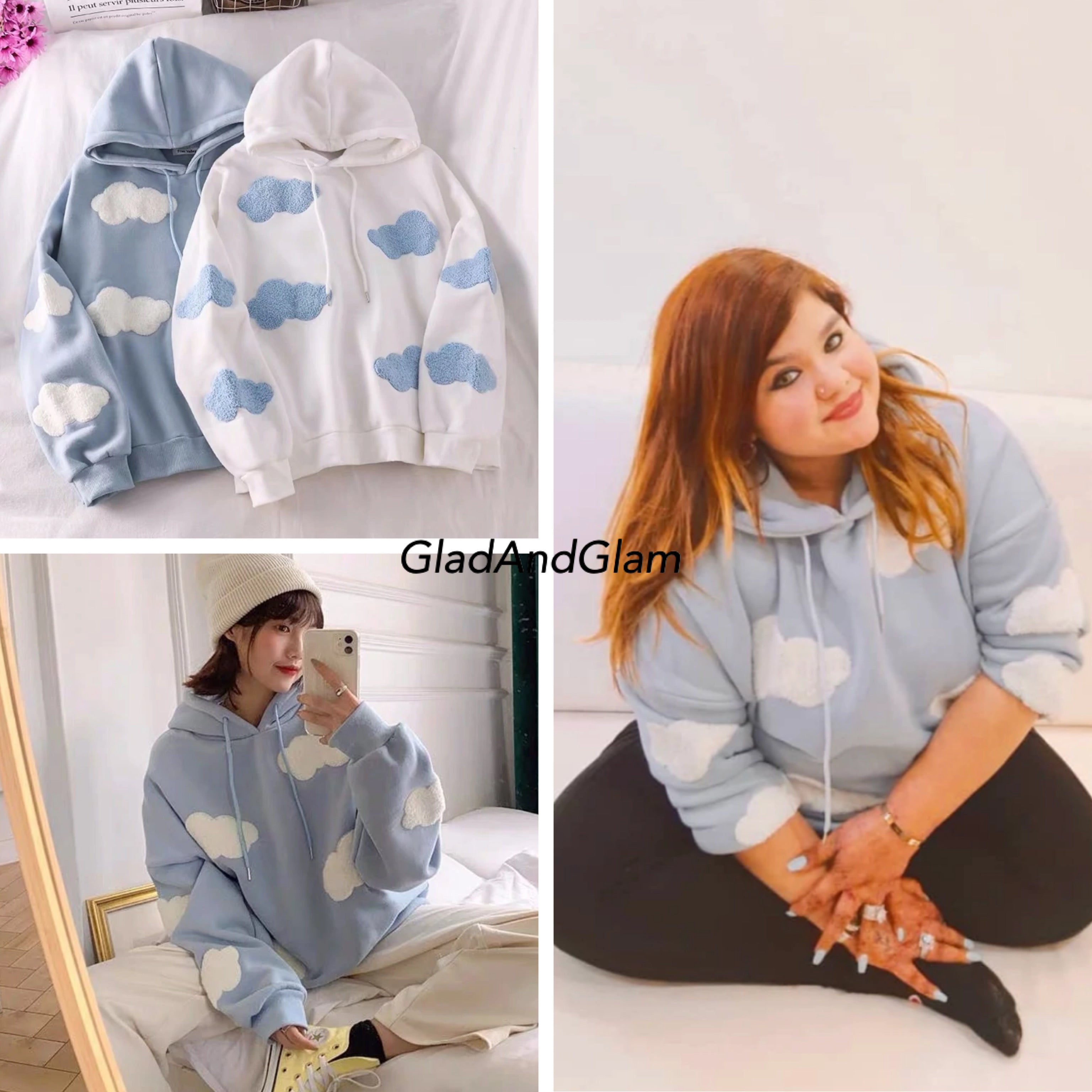 Cloud Print Hoodie - GLAD AND GLAM