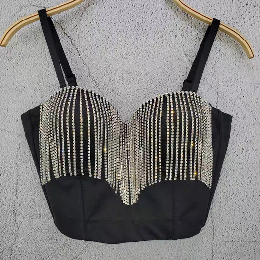 Kaitlyn Rhinestone Tassel Bustier