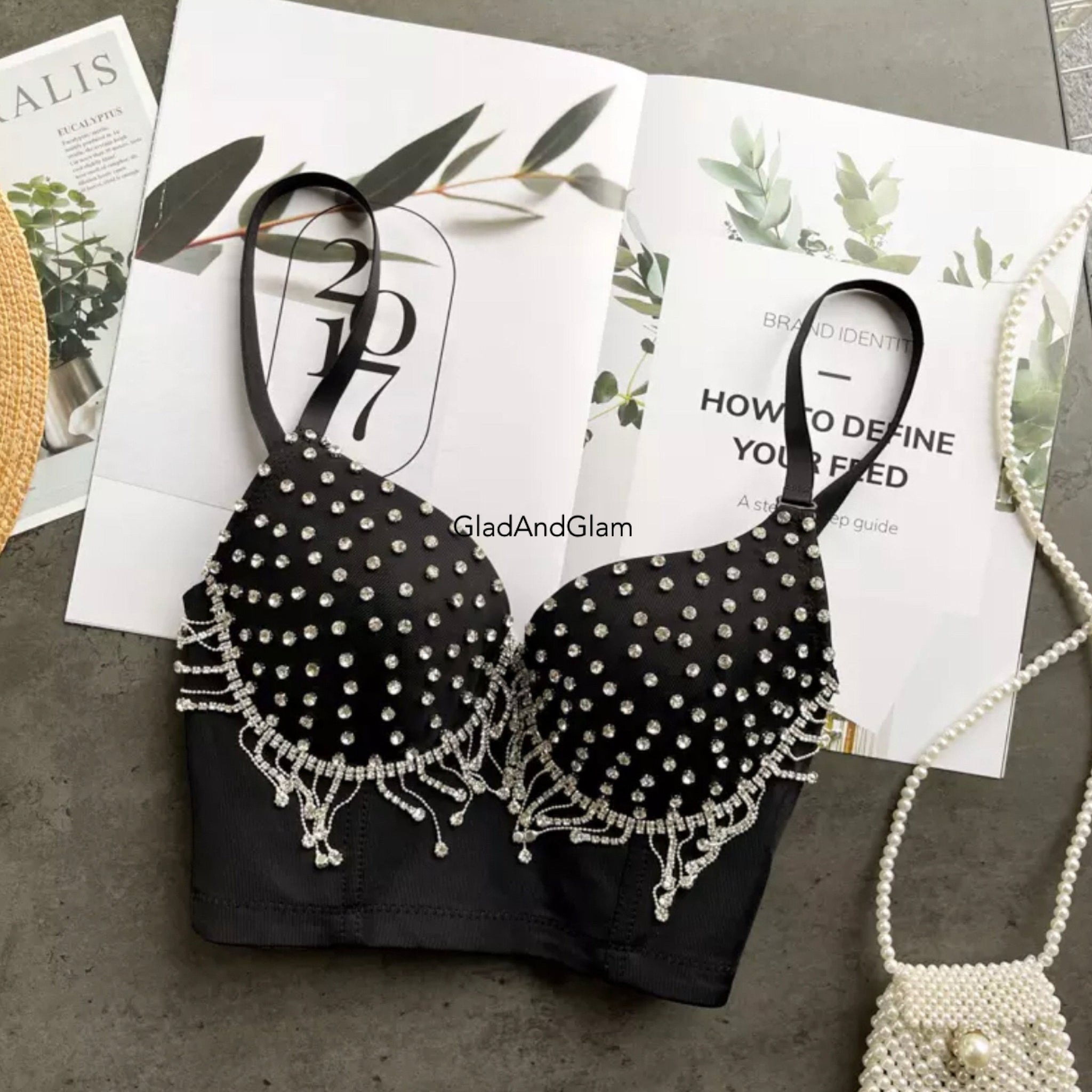 Rhinestone bustier hotsell bra