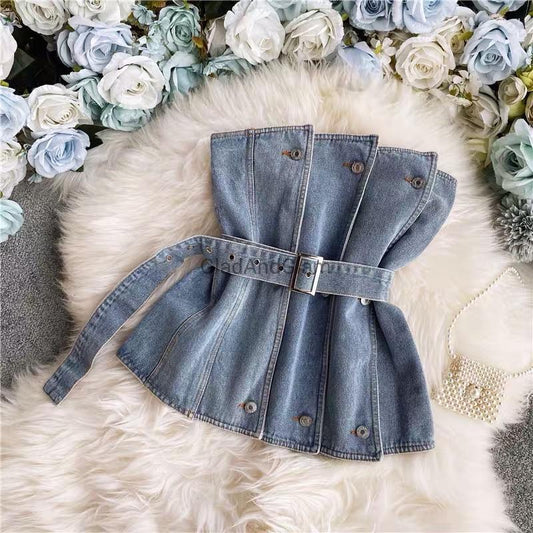 Kiara Denim Belt Top'