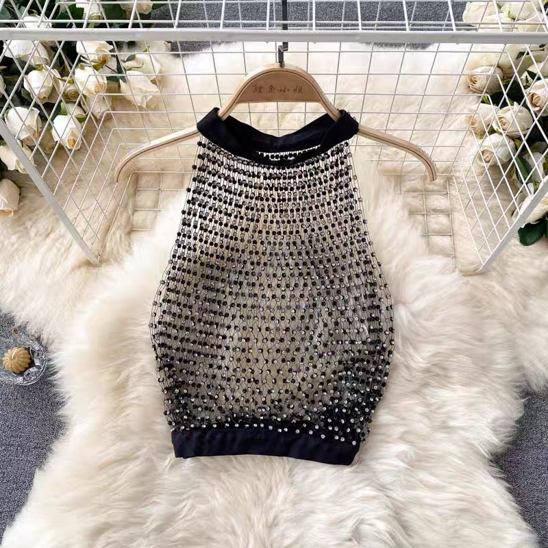 Fishnet Rhinestone Top