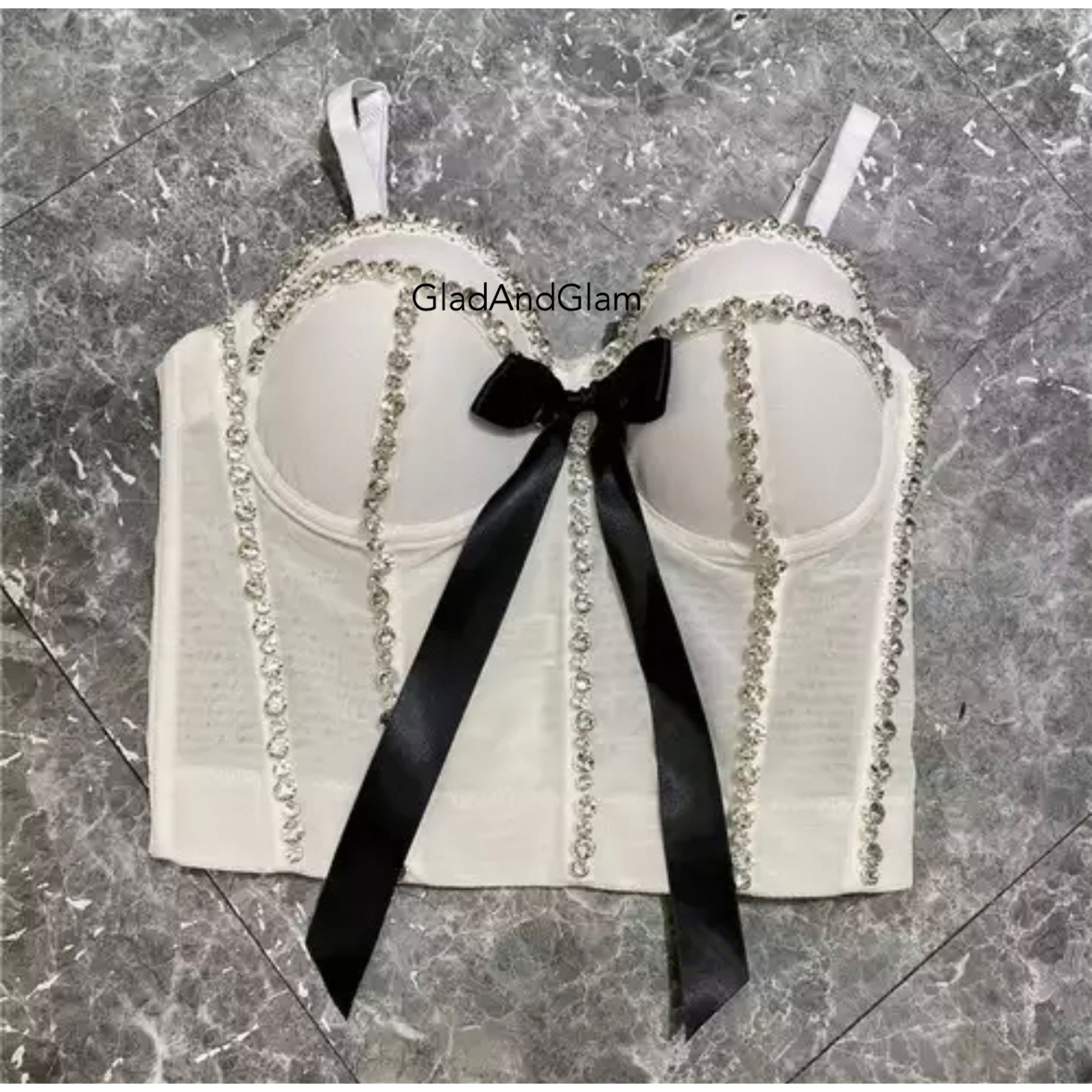 white rhinestone bustier