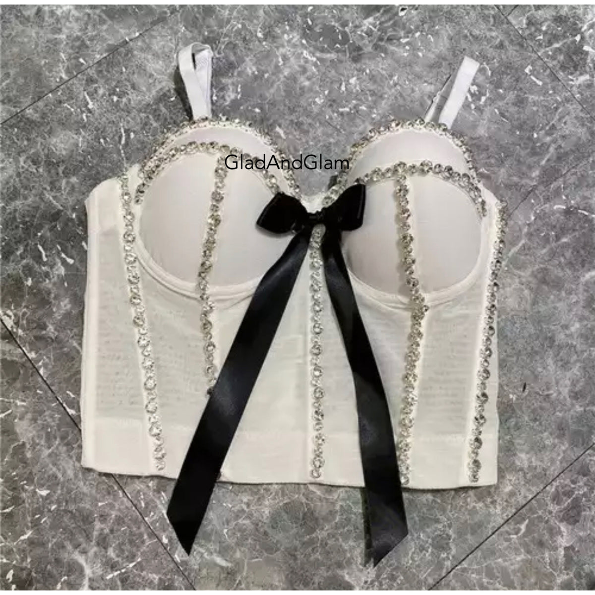 white rhinestone bustier