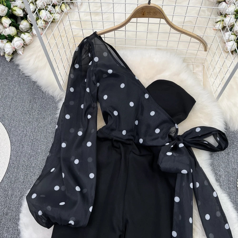 Arabella One Shoulder Polka Jumpsuit