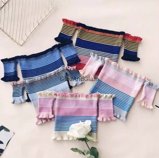 Taylor Striped Off Shoulder Crop Top