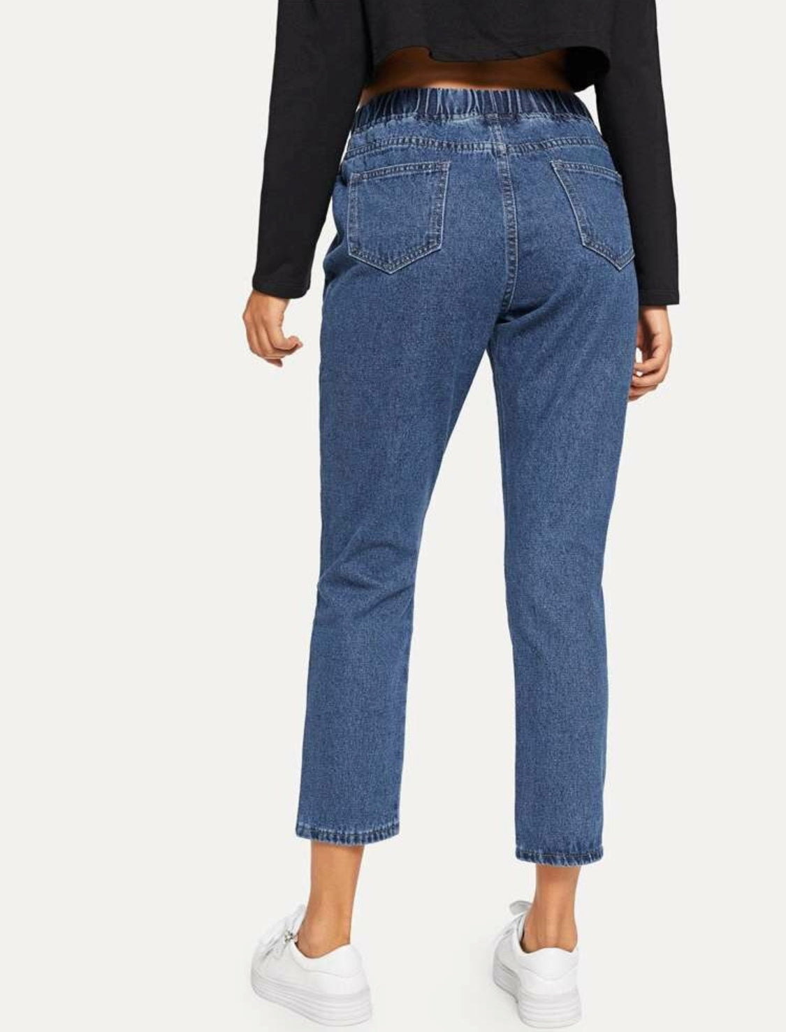 Letter Print Ripped Jeans