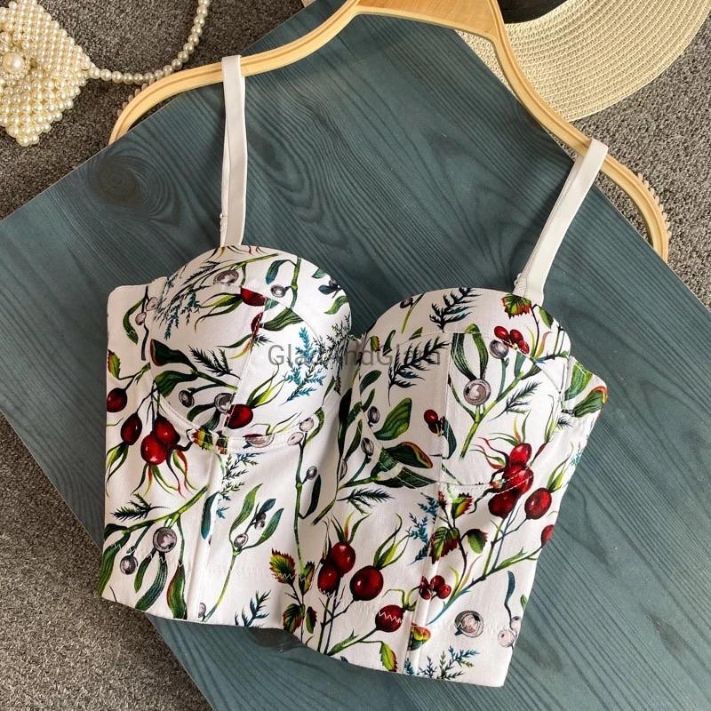 Cherry Floral Bustier