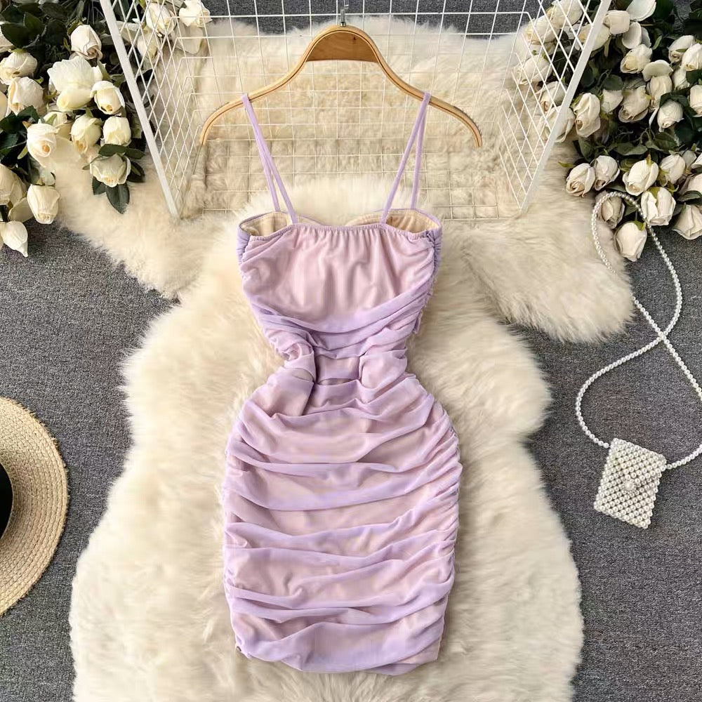 Lavender Ruched Bodycon Dress