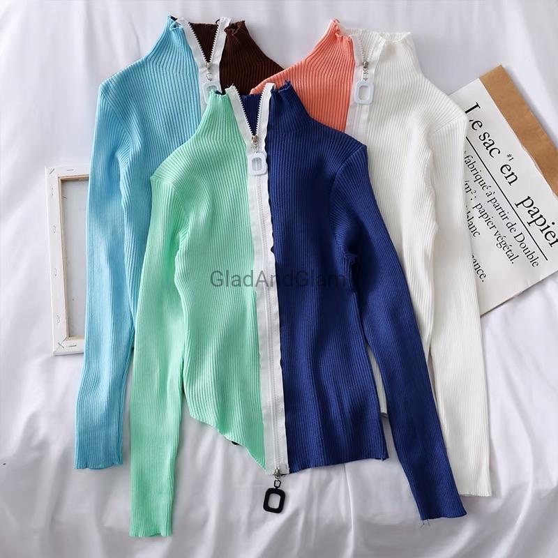 Ambareen High Neck Zipper Pullover