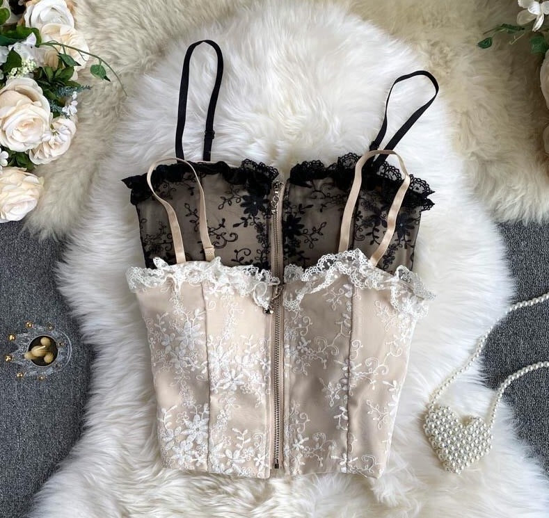 Maria Lace Zipper Top