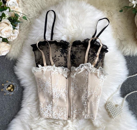 Maria Lace Zipper Top