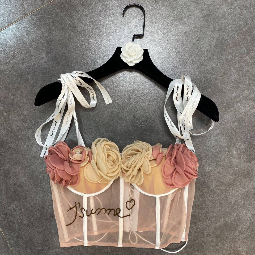 3D Mesh Floral STRAP  Bustier 