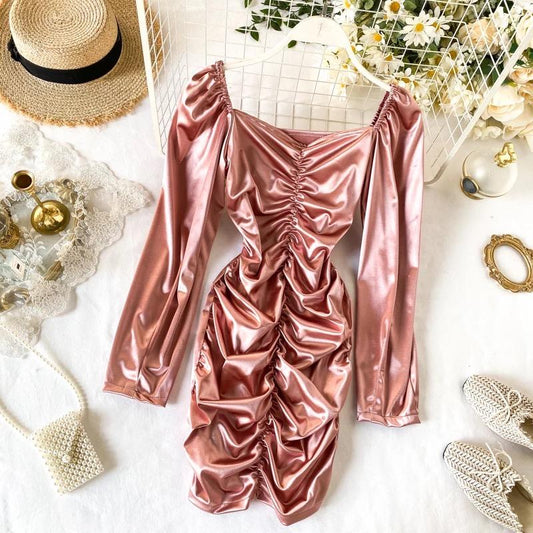 Leyla Ruched Satin Dress