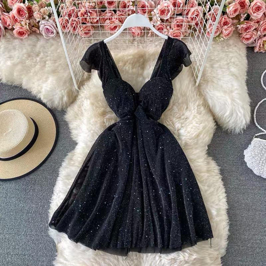 Black Shimmery Skater Dress