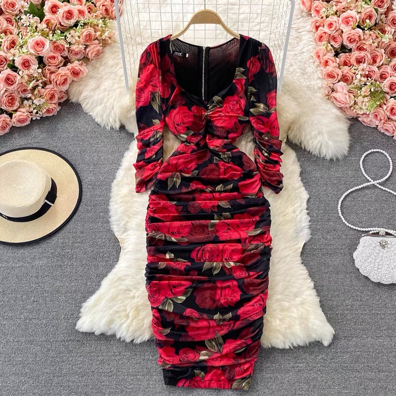 Austin Rose Print Bodycon Dress