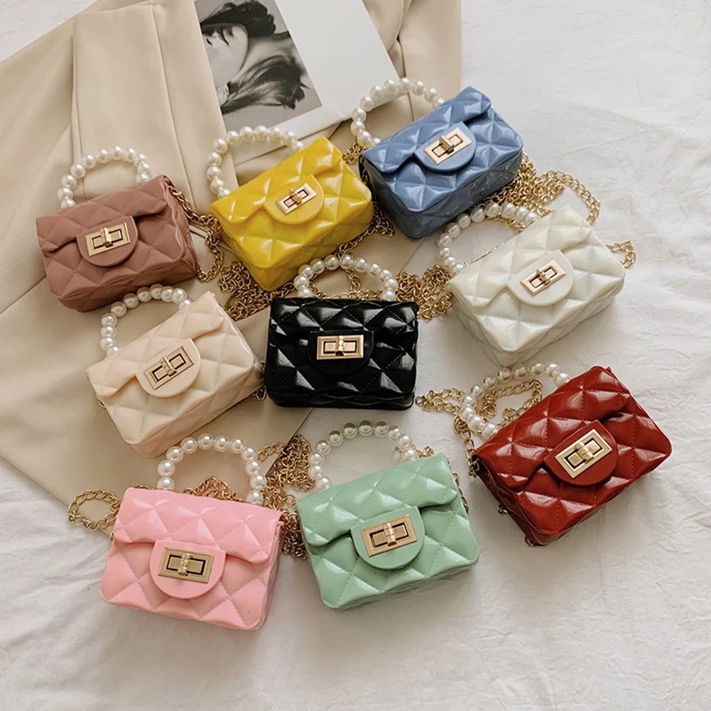 Mini Square Bag Faux Pearl Decor Top Handle Random Side Metal Clip 1pc  Multiple Options Fashion Crossbosy Bag Single Shoulder Bag Handbag Small Bag,  Simple Solid Color PU Leather Women's Crossbody Bag