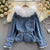 Blue  Fur Denim Jacket