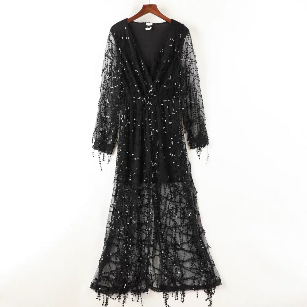 Sarah V Neck Sequin Dress