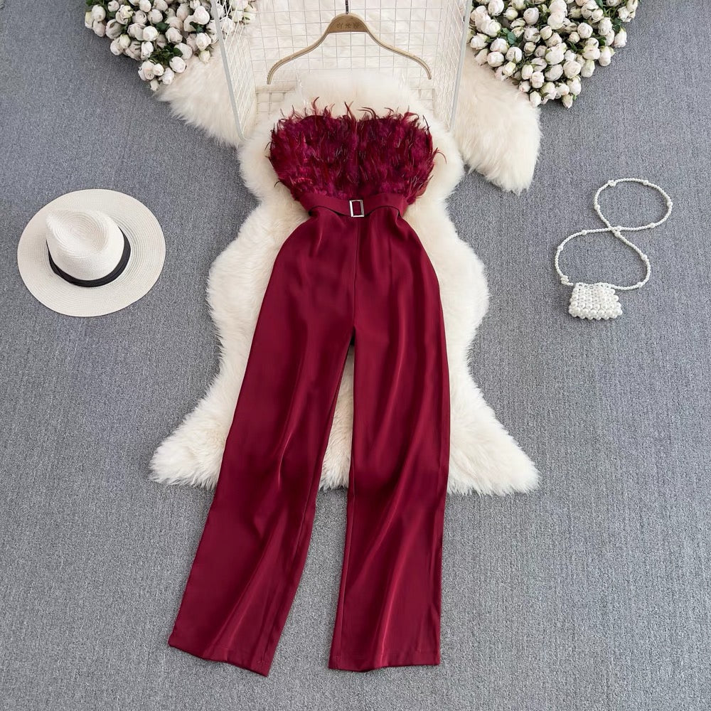 Andrew Fur Belted Jumpsuit