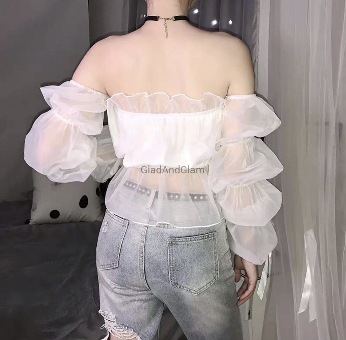 Betty Puff Sleeve Mesh Top