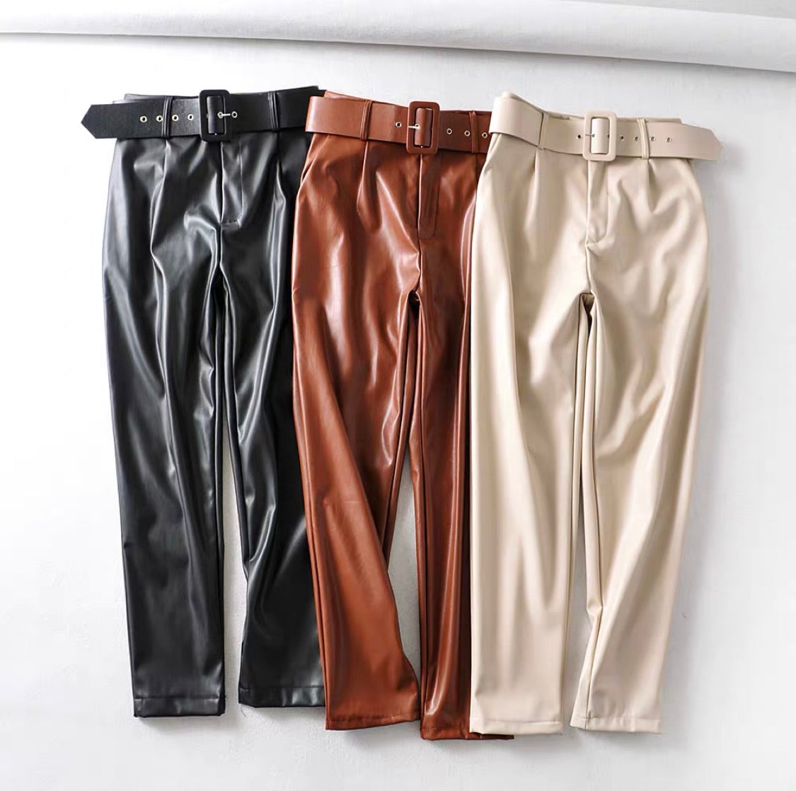Julia Leather Belted Pants