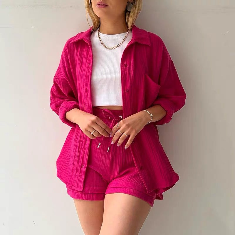 Woman wearing Isla Fuchsia Resort Co-Ord Set 