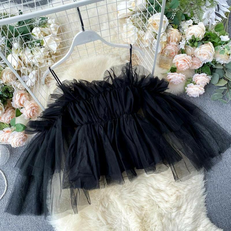 Fluffy mesh top hot sale