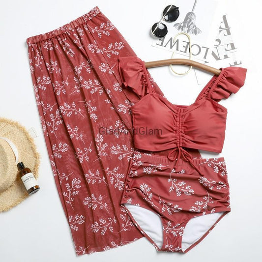 Helen Printed Three Piece Swimsuit